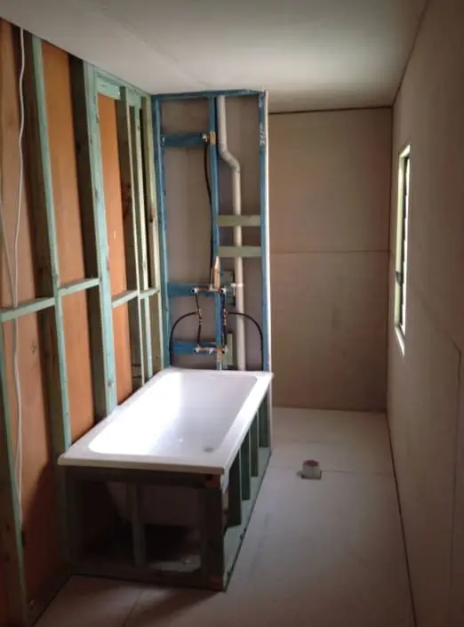 Tiled bathroom renovation with shower niche, Redlands