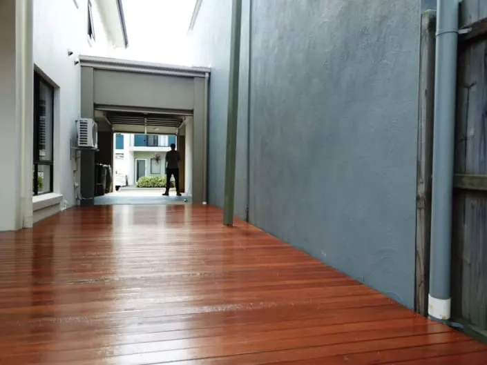Hardwood timber deck being installed by Manttan Construction in Brisbane
