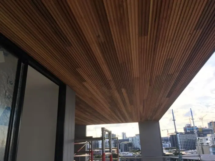 Timber-lined ceiling detail by Manttan Construction