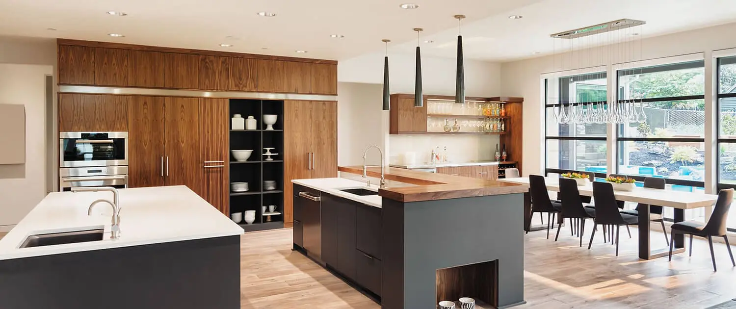 Completed kitchen renovation with island bench and timber cabinetry, Brisbane